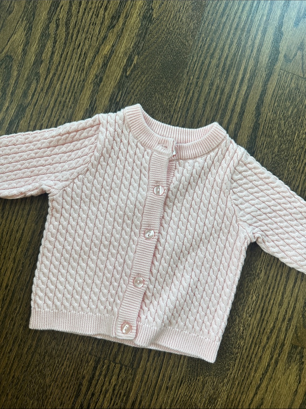 Classic Pink Cable Knit Baby Girl  Cardigan 3M NWT